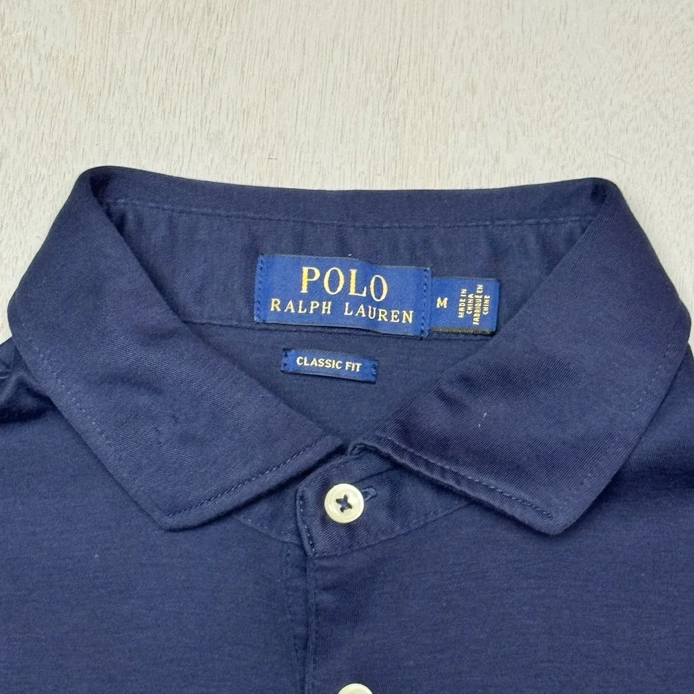 Polo Ralph Lauren Pima Soft Touch Navy Polo Shirt Men's Medium Classic Fit EUC